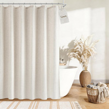 Nanspring Linen Shower Curtain 72 Inch Long Boho Farmhouse Fabric Natural Cream