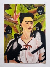 Frida Kahlo Dessin sur papier (fait main) signé et estampillé technique mixte.