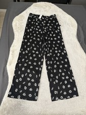 New Talbots Womens Black Floral High Waist Pants Size Small NWT Wide Leg