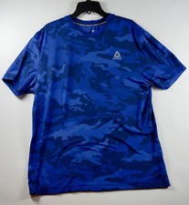 Reebok Men s Large Blue Camo Performance T-Shirt Crew Neck Athletic Training Tee