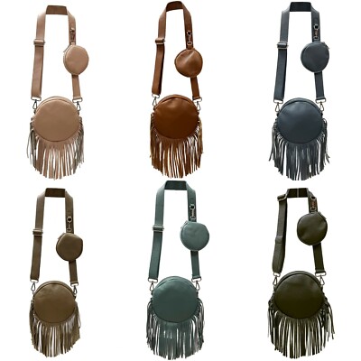 Small Shoulder Bag with Fringes Multifunctional 2-Piece Clutch