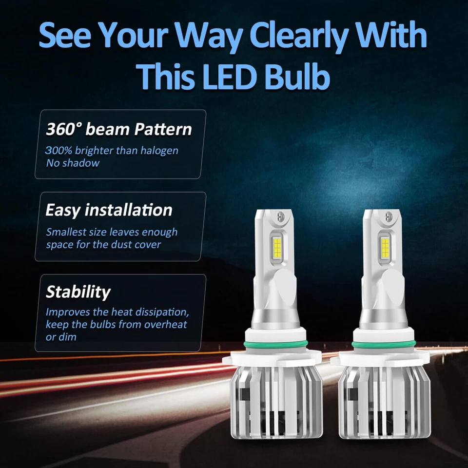 Lasfit 9006 LED Headlights Bulbs Low Beam 6000K White Bright Replace Halogen 2x - Image 2 of 4