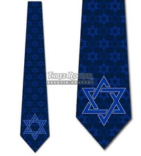 Large Star of David Navy Neckties Mens Hanukkah Passover Tie Holiday Ties NWT