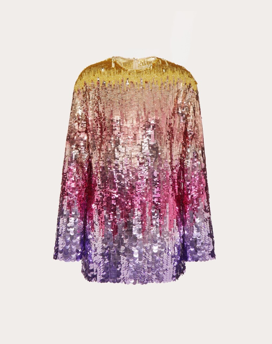 tulle illusione embroidered short dress May Queen MQ2164 - Short Tulle A-line Dress - Illusion Corset Bodice, Beaded Embroidery, Off Shoulder Puff Sleeves, Ruffle Hem 6 / Lilac main image 1