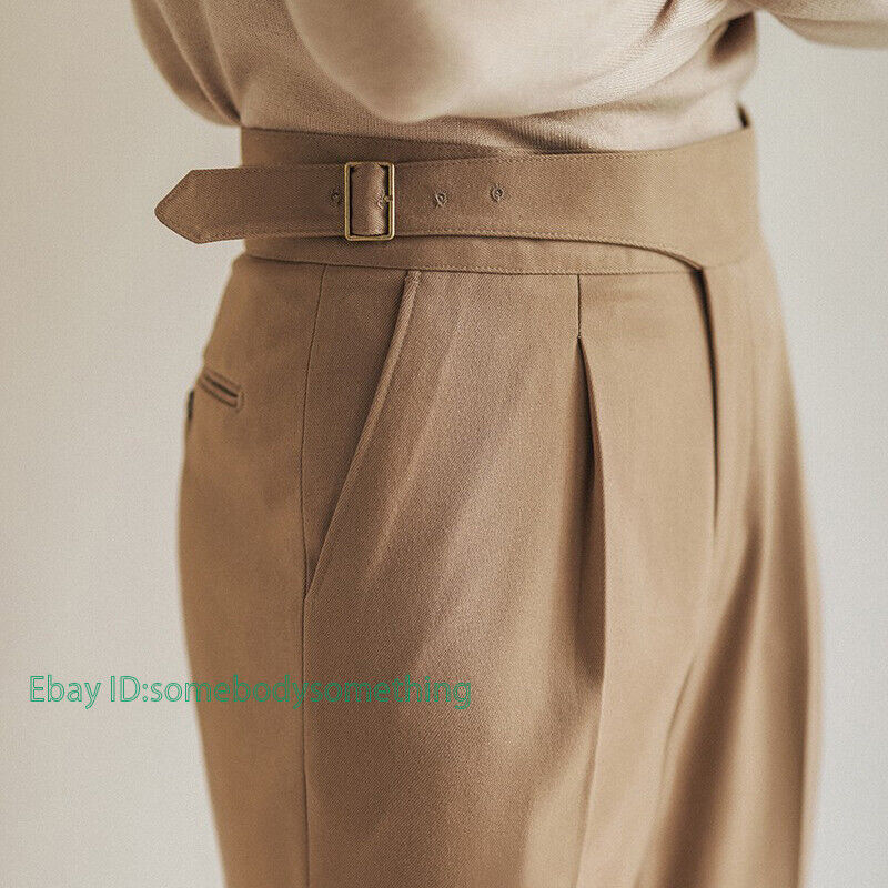 Mens Gurkha High Waist Straight Retro Paris Buckle Pants Mens Gurkha High Waist Straight Retro Paris Buckle Pants