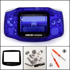 GBA Nintendo Game Boy Advance Replacement Housing Shell Screen Lens Clear Purple