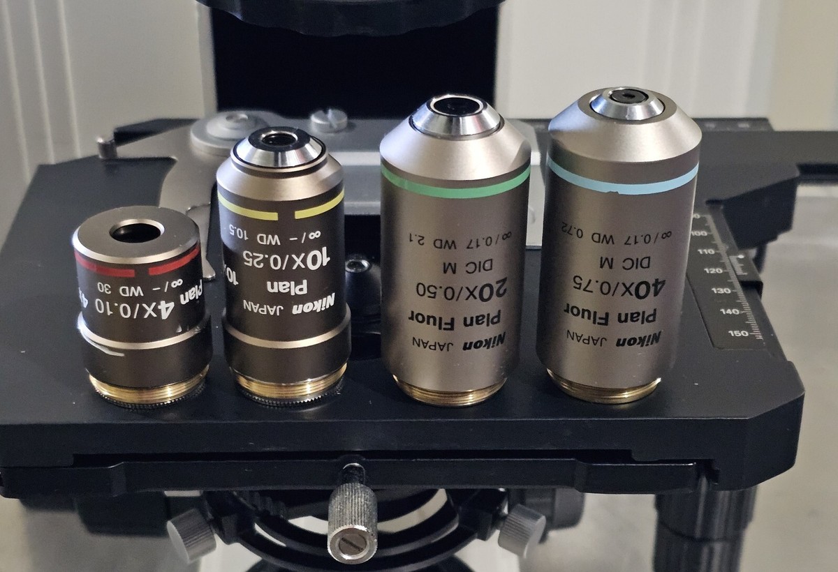 Nikon Eclipse E600 Fluorescence Microscope with 4x, 10x, 20x, 40x