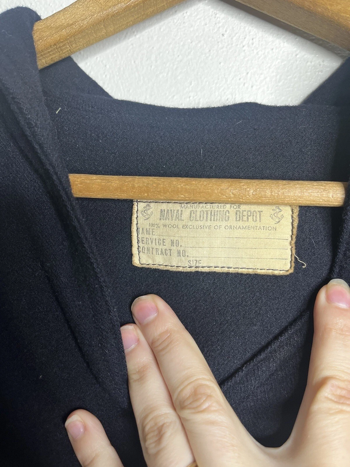 VETEMENTS Vintage Stati Uniti Felpa con cappuccio uniforme in lana navale uomo taglia media blu