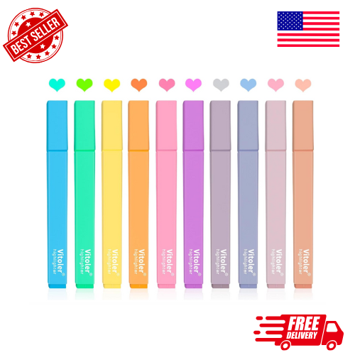 10Pcs Aesthetic Bible Highlighters, Chisel Tip Markers,Assorted Color Candy High-image