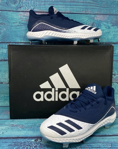 adidas Chaussures de Baseball Femme Icon V Bounce TPU Crampons, Bleu Blanc US Taille 12 NEUF - Photo 1/9