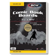 Pack / 100 BCW Golden Age Comic Book Acid Free Backing Boards white backers