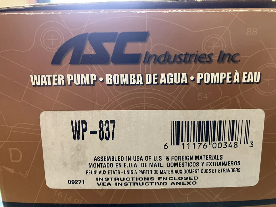 Bomba de agua ASC Industries 91-96 FORD ESCORT & MERCURY TRACER 1,9 L L L4 con junta Foto 3 de 4