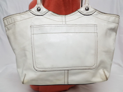 COACH BLEECKER IVORY WHITE LEATHER Y2K TOTE SHOULDER HANDBAG