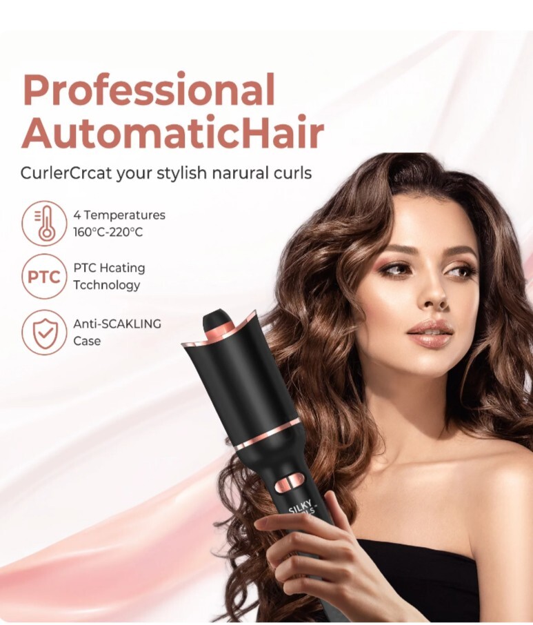 Automatic Hair Curler w/adjustable 6 temperature up to 220°c black/golden NEW