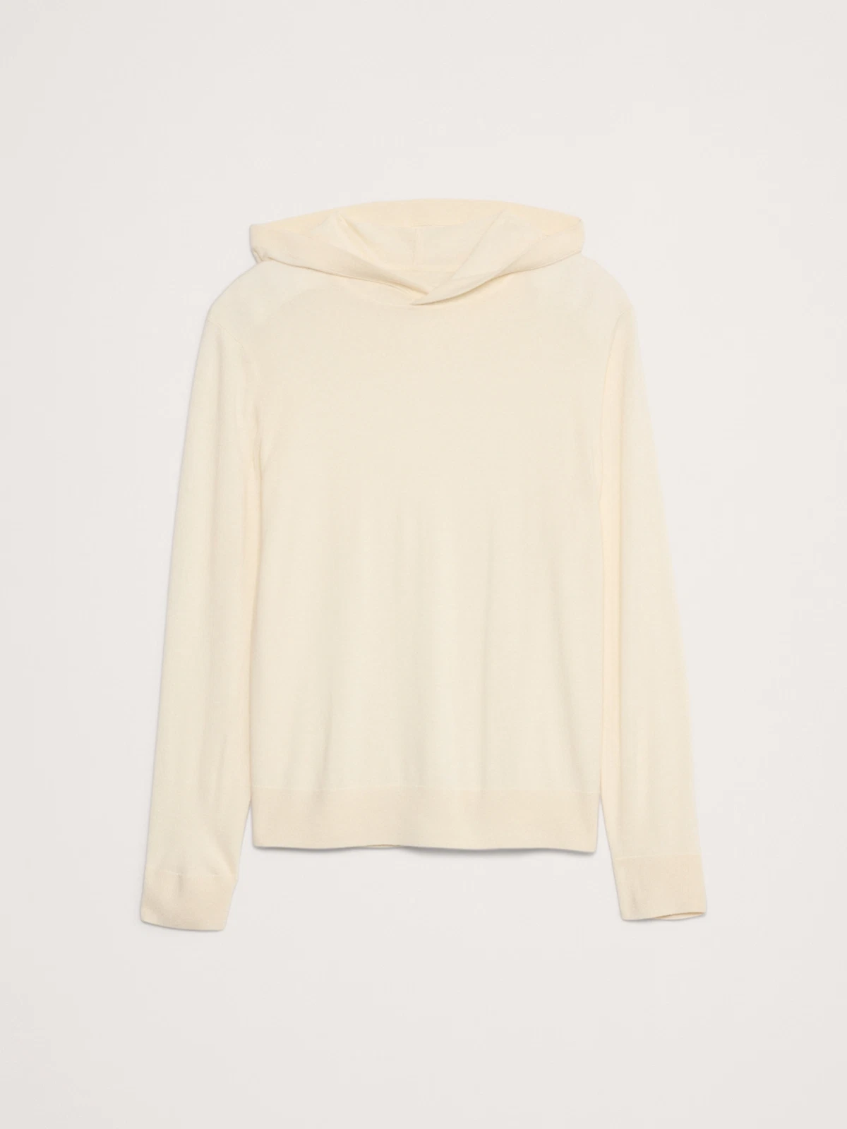 OFF WHITE Felpa con cappuccio Banana Republic seta cashmere bianco panna grande #671662 NUOVO