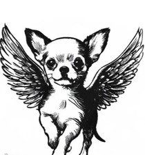 Toalla de mano blanca bordada para baño con alas de memoria de raza Chihuahua