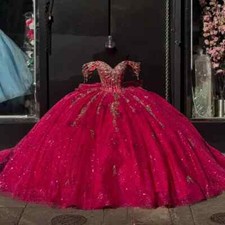 Sparkly Princess Quinceanera Dresses Ball Gown Glitter Appliques Crystals Beads