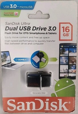 SanDisk Ultra Dual Micro-USB/USB 3.0 Flash Drive 16GB for OTG Smartphones 