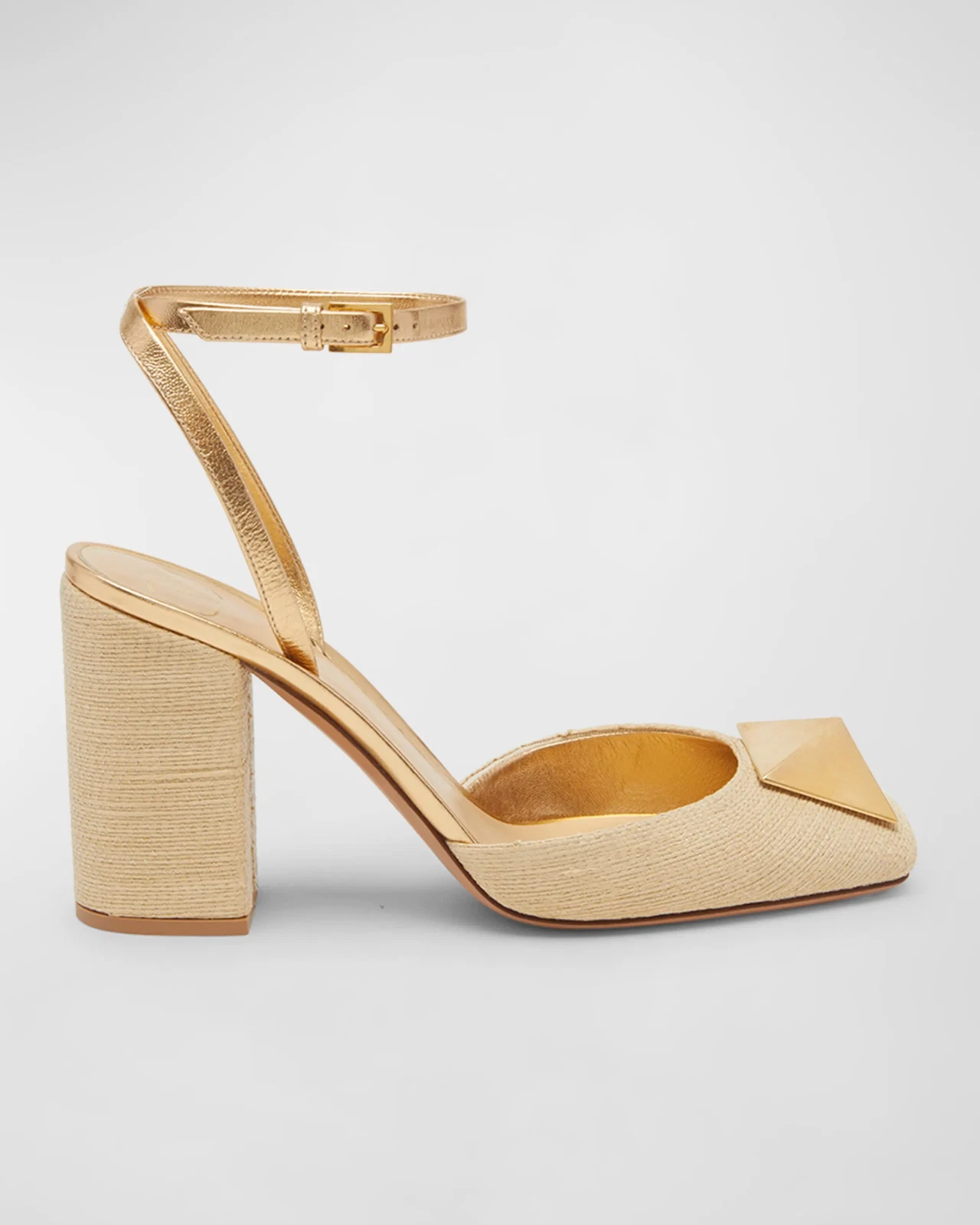 Valentino — Valentino Garavani One Stud Raffia Ankle-Strap Pumps - Retail $1270