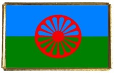 Gypsy Romani People Gold Colour Rectangle Badge With A Velveteen Bag