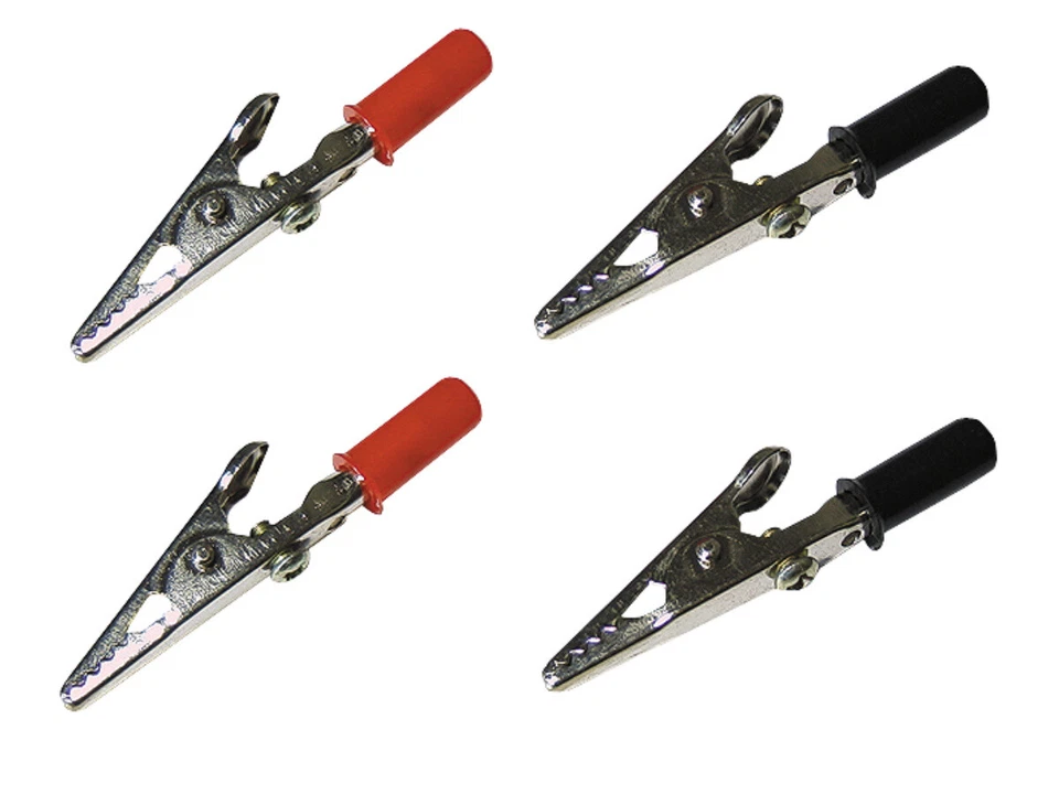 MCPOWER ➡️ 4 Krokodilklemmen (Krokoklemmen) für 4mm Stecker, Schraube, schwarz/rot