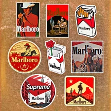 Large Marlboro Red Decals Western Vintage Retro Cowboy Cigarette AD Stickers Old