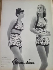 1946 women's Frances Sider Cohama printed rayon Jersey swimsuit vintage ad