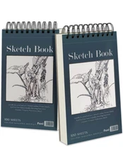 5.5" x 8.5" Sketchbook Set Top Spiral Bound Sketch Pad 2 Packs 100-Sheets Eac...