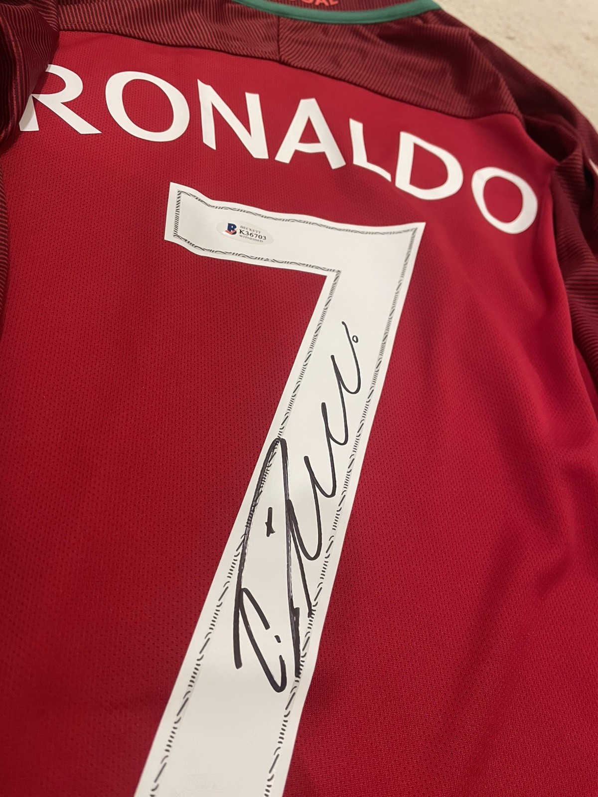 Cristiano Ronaldo Signed Portugal Shirt Beckett witness COA for sale on Ebay