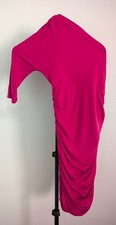 Express One Shoulder Midi Dress Womens XS Pink Ruched Bodycon