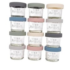 Glass Baby Food Storage Jars with Silicone Lids 4 oz 12 pack Matte Variety