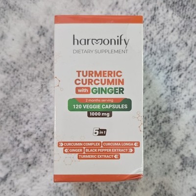Harmonify Turmeric Curcumin Ginger 120 Capsules 1000mg Exp 11/2027