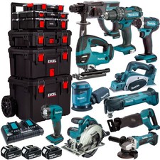 Makita 18V LXT 11 Piece Combo Tool Kit 3 x 5Ah Battery Charger & Trolley Toolbox