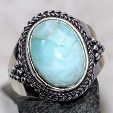 925 Silver Plated Larimar Ring US 11 Royal Look Jewelry GW