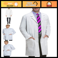 Unisex Professional Lab Coat for Men  Women, Long Sleeve, White, Medical Appare
