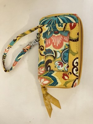 Vera Bradley Smartphone Wallet Wristlet Yellow Paisley