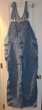 Dickies Adult 36x30 Blue Bib Overalls Denim Workwear Carpenter Mens 