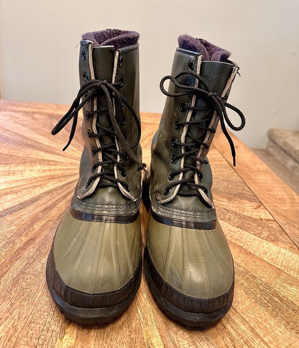 Vintage Sorel Mark X Kaufman Boots Olive Green Wool Liner Vibram Sole Canada 12 Vintage Sorel Mark X Kaufman Boots Olive Green Wool Liner  main image 3