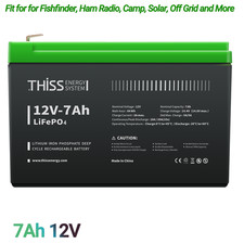 1X 12V 7Ah Lithium Battery LiFePO4 Rechargeable 3000 Deep Cycles Solar Camping
