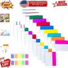 Writable and Repositionable 2-Inch Sticky Tabs - 500 Pack in 10 Neon Colors