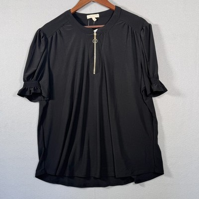 Joie De Vivre Women Black Short Sleeve Top 2X