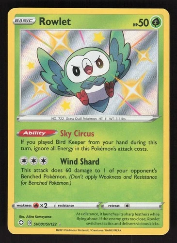 Rowlet SV001/SV122 Pokemon TCG Shining Fates: Shiny Vault NM