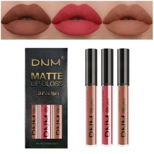 evpct 3Pcs Nude Brown Rose Pink Dark Matte Liquid Lipstick Makeup Sets for Da...