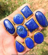 Lapis Lazuli Gemstone Rings Lot 18K Gold Plated Handmade Wholesale Jewelry