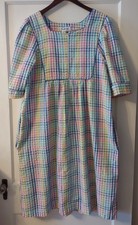Vintage Women's XL Styled By Saybury PAstel Plaid Seersucker House Dress Mumu