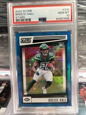 2022 Score Breece Hall Stars Parallel #'d/399 ROOKIE RC NY Jets PSA 10🔥🔥