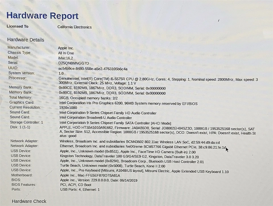 Apple iMac 16,2 A1418 2015 Intel i5 5575R 2.8GHZ 21.5" FHD 16GB 1TB HDD NO OS - Image 2 of 4