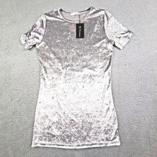 R.Vivimos Mini Dress Womens Medium Gray Silver Velvet Stretch Party Event