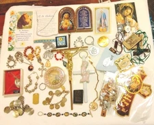 Vintage to New Religious Jewelry Pendants, Charms, Bracelets, Cross, Relic