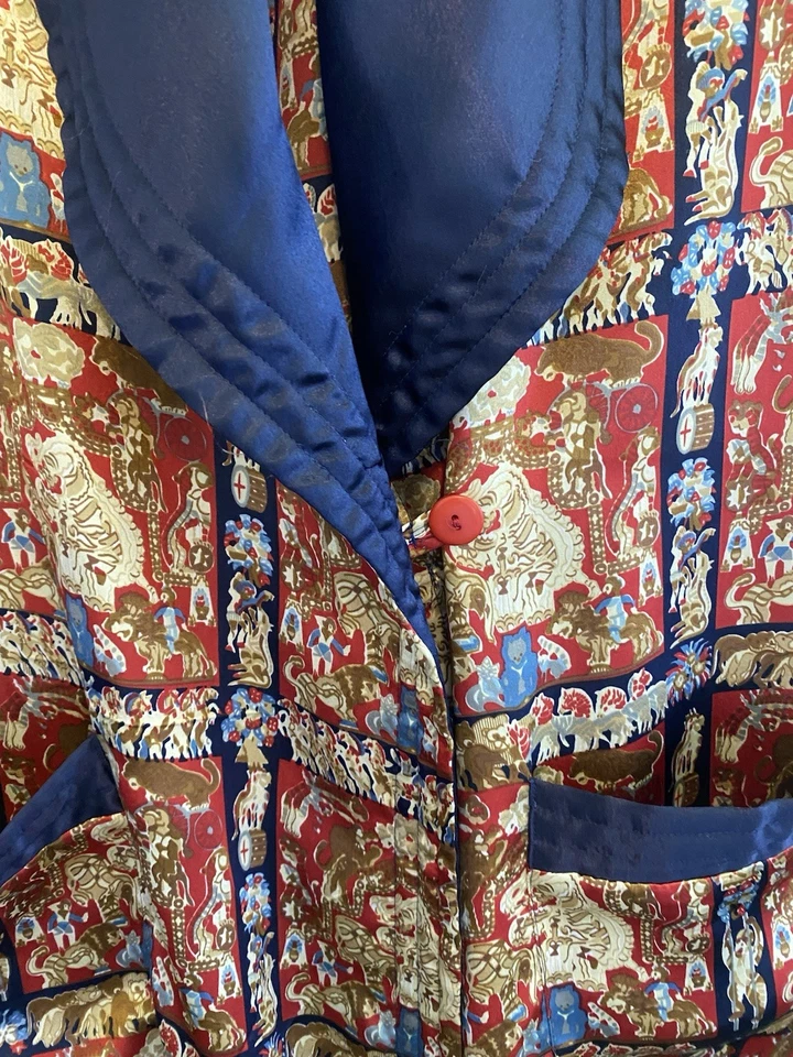 De colección Victoria's Secret Para Hombres Satén Largo Asiático Elefante Leones Patrón Talla Pequeña Foto 4 de 4